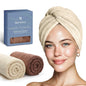 Microfiber Hair Towel Wrap for Women – Ultra Absorbent Quick Dry Turban | Button & Loop Design | Soft Lightweight Fabric | Reduces Frizz & Breakage | All Hair Types | Pink & Beige