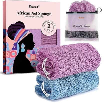 CORATED African Net Sponge Authentic, Shower Loofah Exfoliating Bath Sponge