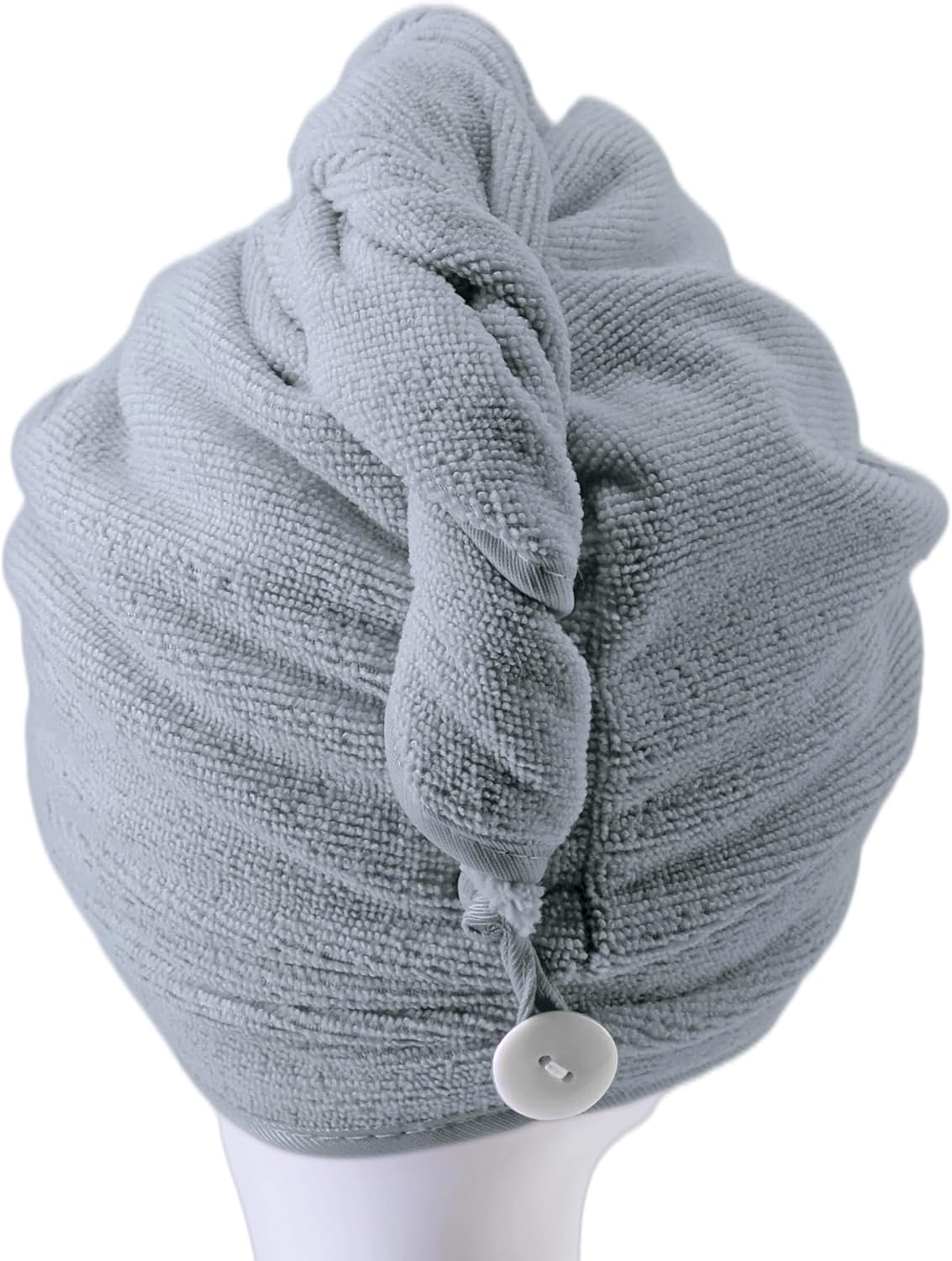 POLYTE Microfiber Hair Turban Wrap Drying Towel (12x28 Large, 2 Light Gray)
