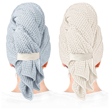 ROLSHOL 2-Pack Large Microfiber Hair Towel Wraps for Women, 27 × 39 in