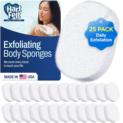 HartFelt Bath Sponges for Shower | Oval Body Wash Scrubber for Exfoliating Skin | Clean and Refresh Body, Back & Arms | Chemical-Free Body Sponge | Made in USA - Pack of 6