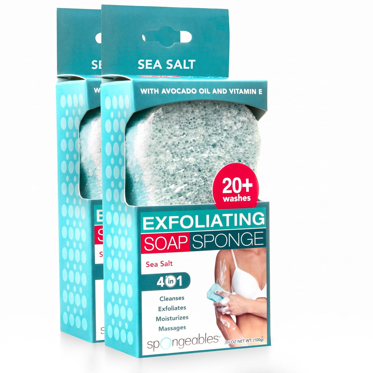 Spongeables Body Wash in a 20+ Wash Sponge, Sea Salt, 3 Count