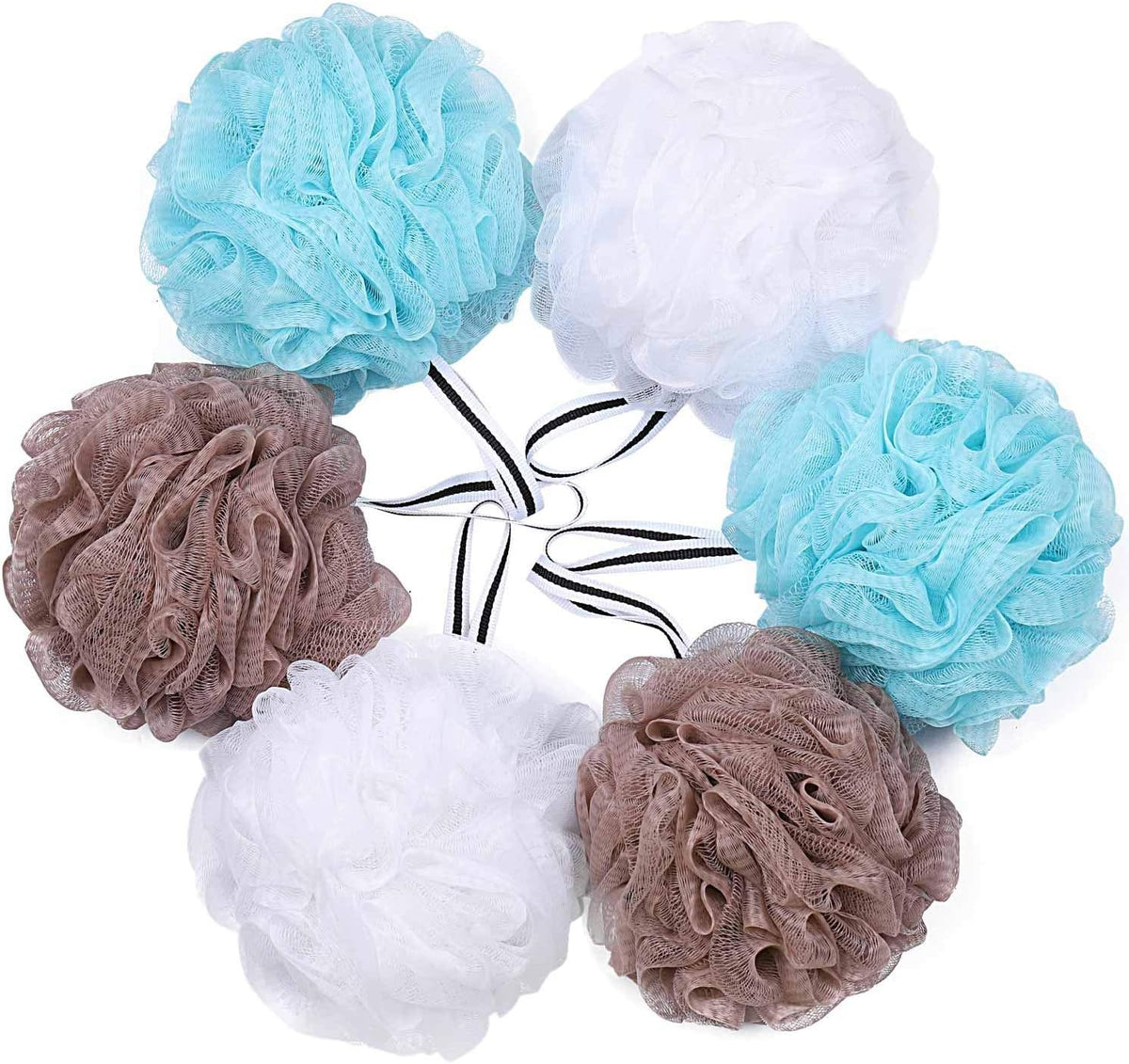 Bath Loofah Shower Sponge Pouf Body Scrubber Exfoliator Scrubber Ball (Set of 6)