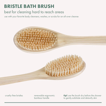 EcoTools Bath Bristle Brush, Back Scrubber for Shower with Long Handle