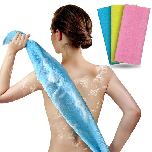ARCH&M Exfoliating Washcloth & Japanese Shower Towel, 3 Pack, Body Scrubber