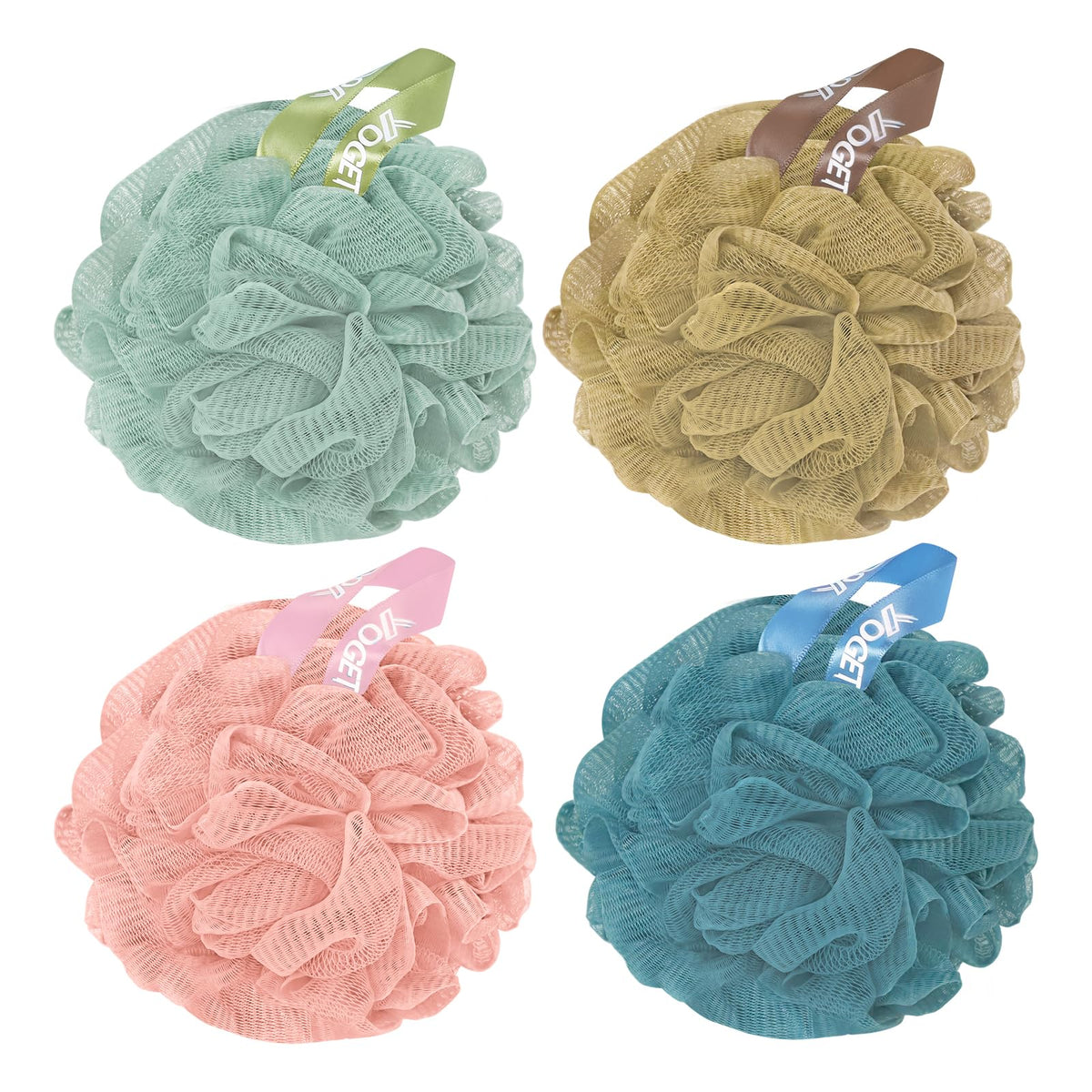 Yoget 4 Pack Shower Loofah Sponge, 60G Bath Loofa Exfoliating Body Scrubber
