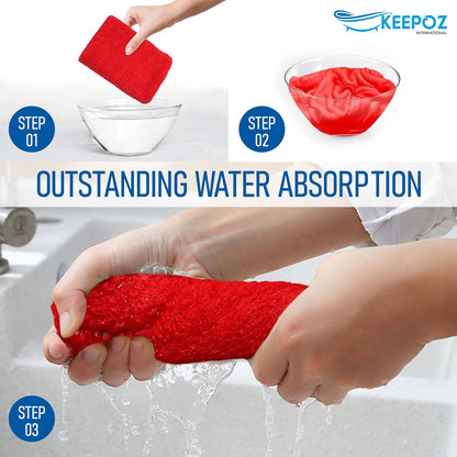 KEEPOZ Hair Towel Wrap Quick Dry 100% Cotton Super Absorbent Turban Head Wrap for Women with Button, Non Microfiber Anti Frizz Hair Products, Hair Cap for Curly, Long & Thick Hair (Red, 1 Pc)