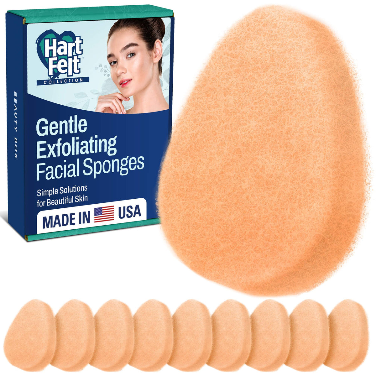 HartFelt Bath Sponges for Shower | Oval Body Wash Scrubber for Exfoliating Skin | Clean and Refresh Body, Back & Arms | Chemical-Free Body Sponge | Made in USA - Pack of 6