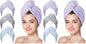 Hicober Microfiber Hair Towel Wrap for Women, Grey Blue Grey, 3-Pack