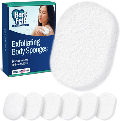 HartFelt Bath Sponges for Shower | Oval Body Wash Scrubber for Exfoliating Skin | Clean and Refresh Body, Back & Arms | Chemical-Free Body Sponge | Made in USA - Pack of 6