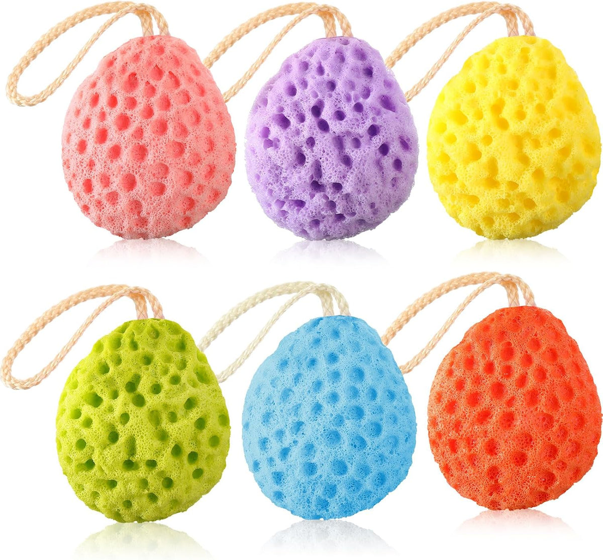 FoldTier 6 Pcs Bath Sponge Deep Cleansing Body Loofah Gentle and Deep Exfoliating Body Scrubber Bath Accessories Men Women Baby Sponge for Bathing Shower (Bright Color)