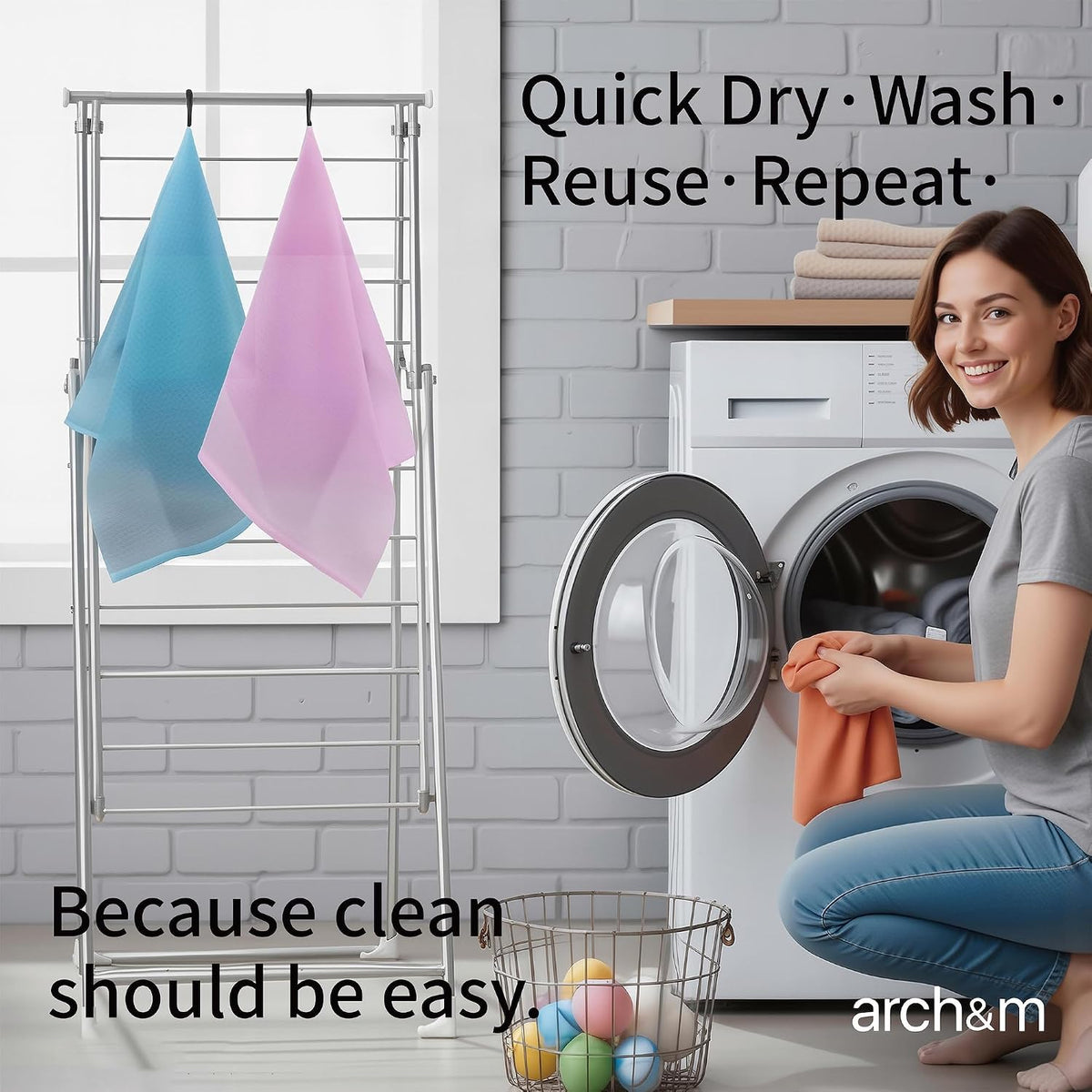 ARCH&M Exfoliating Washcloth & Japanese Shower Towel, 3 Pack, Body Scrubber