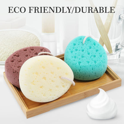 Body Bath Sponges for Women, Soft & Gentle Exfoliating, 3‑Pack