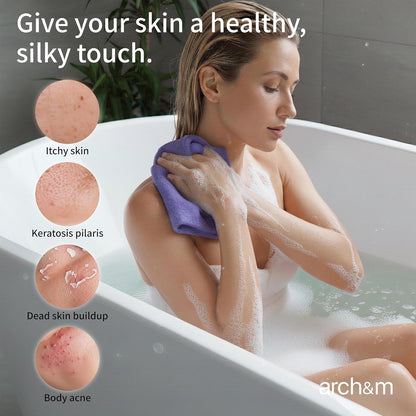 ARCH&M Exfoliating Washcloth & Japanese Shower Towel, 3 Pack, Body Scrubber