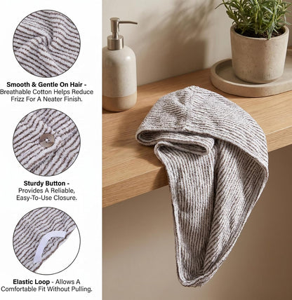 Hair Towel Wrap Microfiber Hair Towel Wrap Black & White Striped