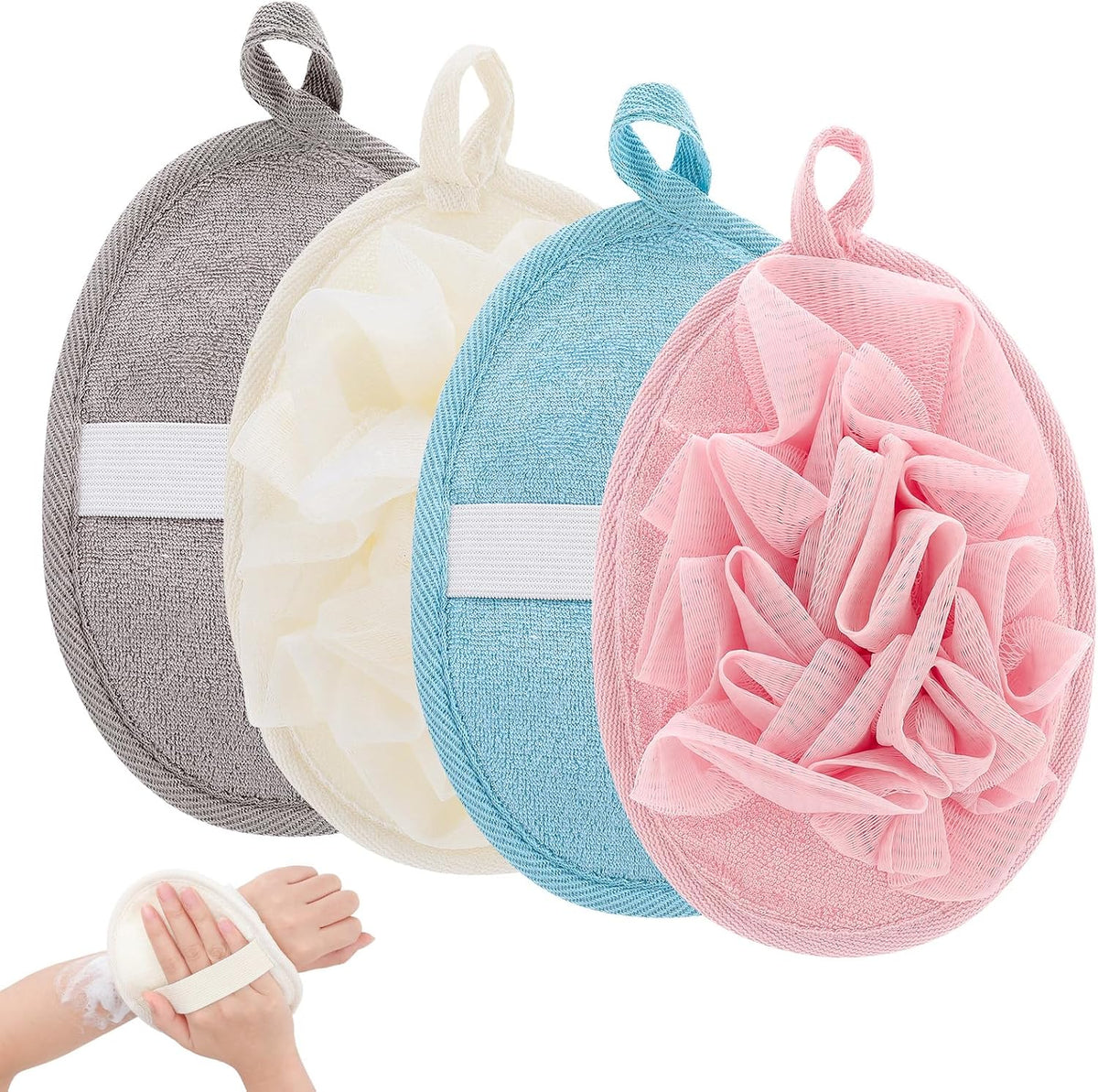 4 PCS Exfoliating Bath Sponges Soft Loofah Shower Scrubber