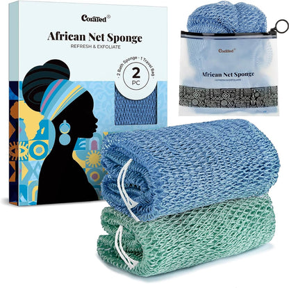 CORATED African Net Sponge Authentic, Shower Loofah Exfoliating Bath Sponge