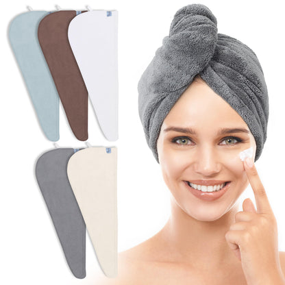 TENSTARS Microfiber Hair Towel Wrap for Women All Hair Types, 320GSM Thick