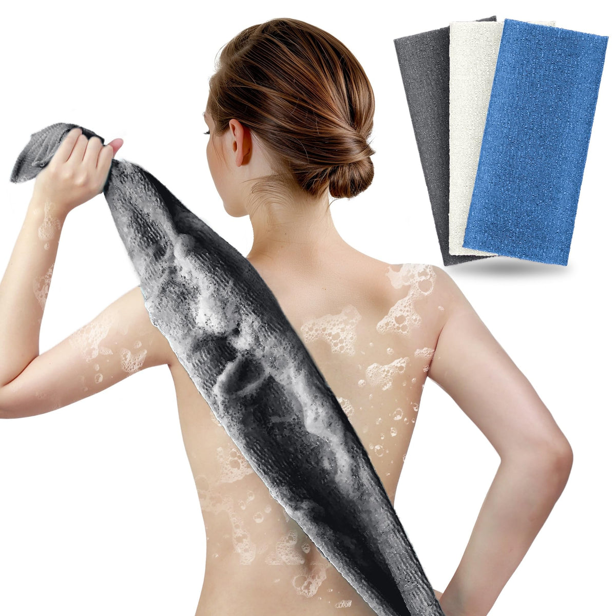 ARCH&M Exfoliating Washcloth & Japanese Shower Towel, 3 Pack, Body Scrubber