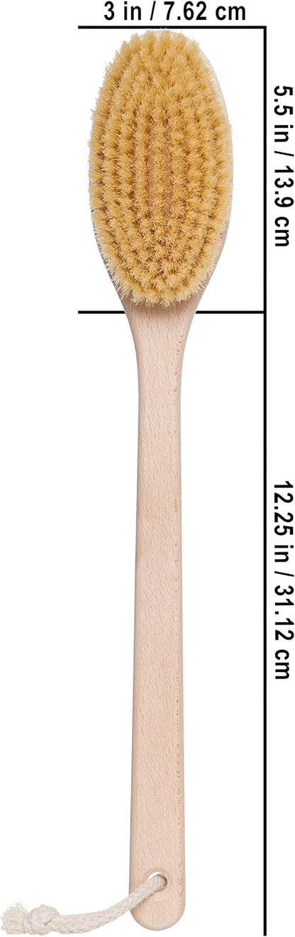 Redecker Bath and Shower Brush, Natural Pig Bristle, 17.75 Inch Handle