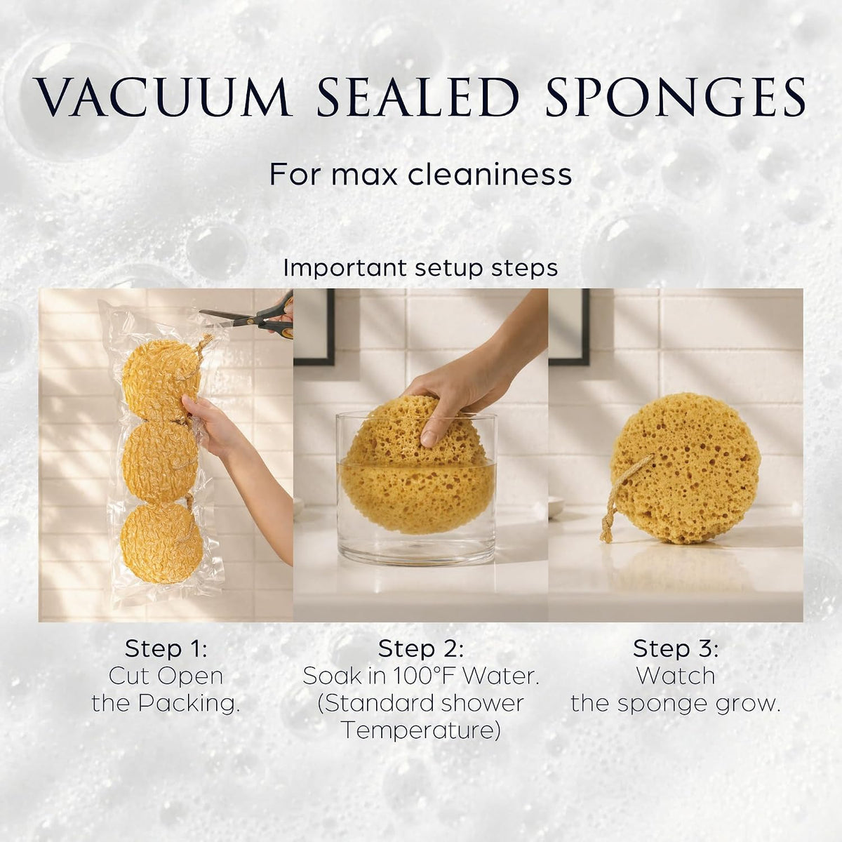 Spongentle Loofah Sponge for Shower and Bathing, Bath Sponge with Dual Texture, Shower Pouf for Gentle and Deep Exfoliation, Large Size Body Scrubber for Men & Women, PU Foam, 37% More Lather, 3 Pack