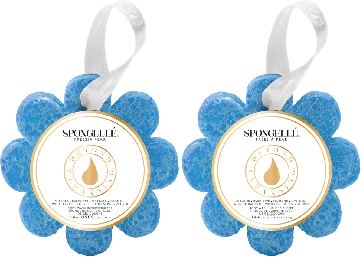 Spongellé French Lavender Wild Flower Bath Sponge | Built-in Body Wash & Body Scrubber, Shower Loofah Sponge for Women | 14+ uses