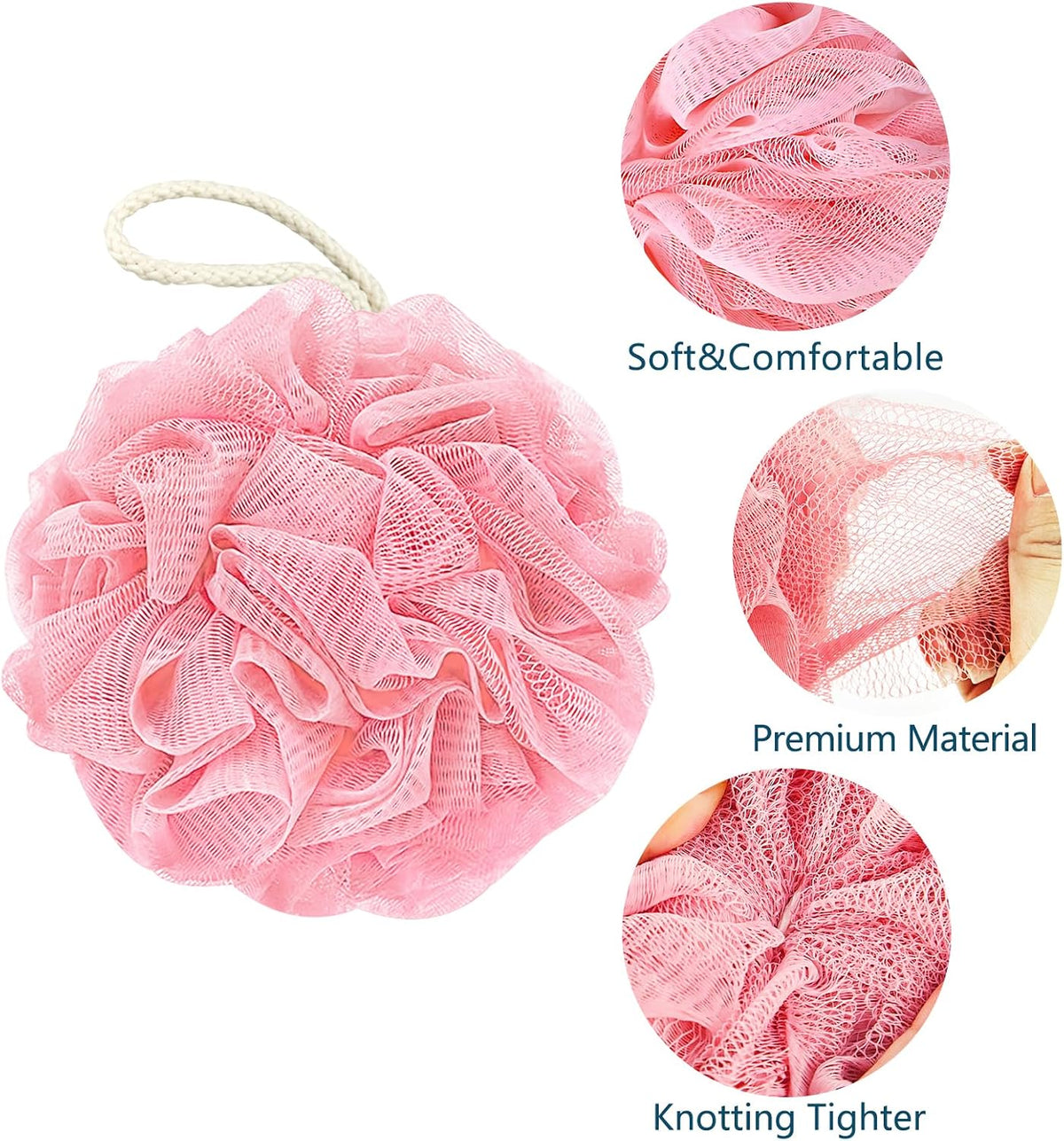 Bath Loofah Sponge, 60G Shower Loofah 4 Count Luffa Pack