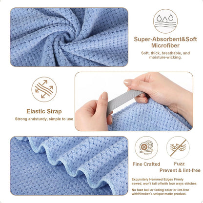Microfiber Hair Towels, Waffle Hair Towel Set, Super Soft Highly Absorbent, Sturdy Quick Drying Turbans for Long, Thick, Curly Hair (2 Pack, 40" x 20")