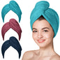 Hicober Microfiber Hair Towel Wrap for Women, Blue Grey Pink, 3-Pack