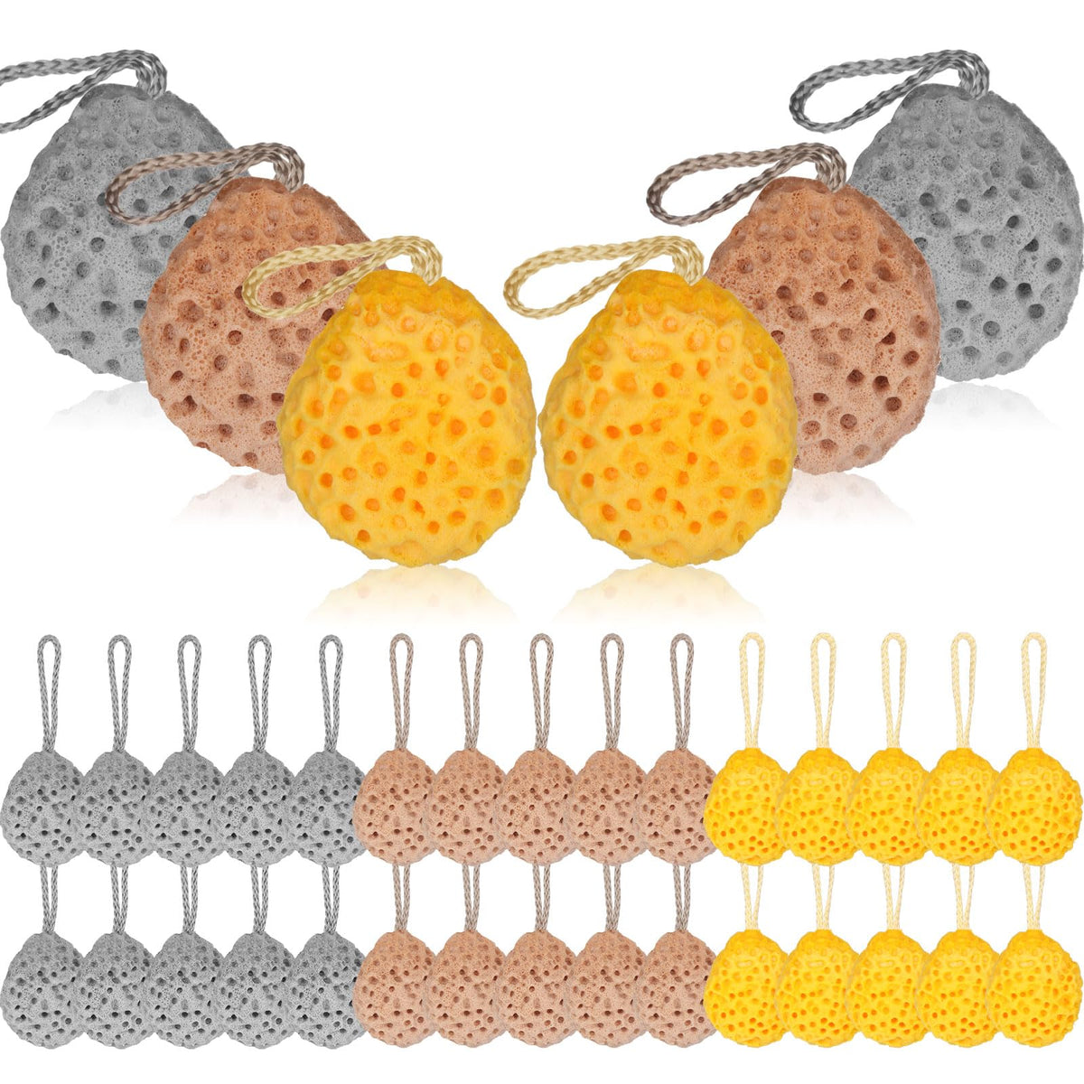 FoldTier 6 Pcs Bath Sponge Deep Cleansing Body Loofah Gentle and Deep Exfoliating Body Scrubber Bath Accessories Men Women Baby Sponge for Bathing Shower (Bright Color)
