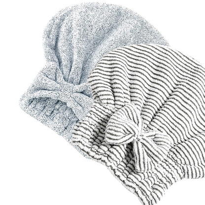 Jseng 2PC Microfiber Hair Drying Caps, Extreme Soft & Ultra Absorbent, Fast Drying Hair Turban Wrap Towels Shower Cap for Women