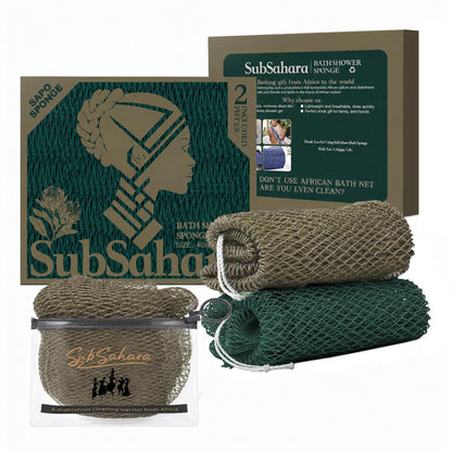 SubSahara African Net Sponge, 2 Pack 45-Inch Exfoliating Bath Scrubber