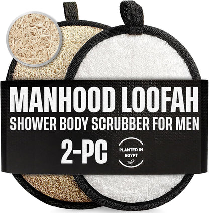 SERRENTO Mens Loofah Body Scrubber - Shower Sponge Luffa 2PCS Baths Hygiene
