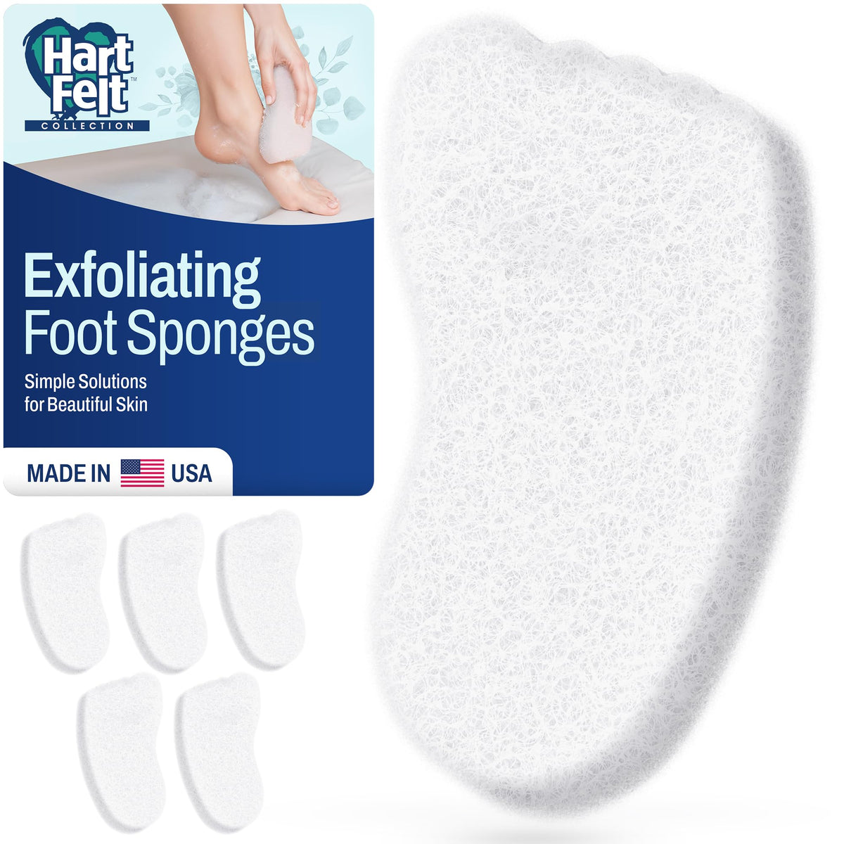 HartFelt Bath Sponges for Shower | Oval Body Wash Scrubber for Exfoliating Skin | Clean and Refresh Body, Back & Arms | Chemical-Free Body Sponge | Made in USA - Pack of 6