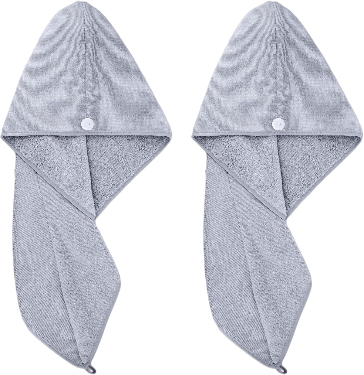 POLYTE Microfiber Hair Turban Wrap Drying Towel (12x28 Large, 2 Light Gray)