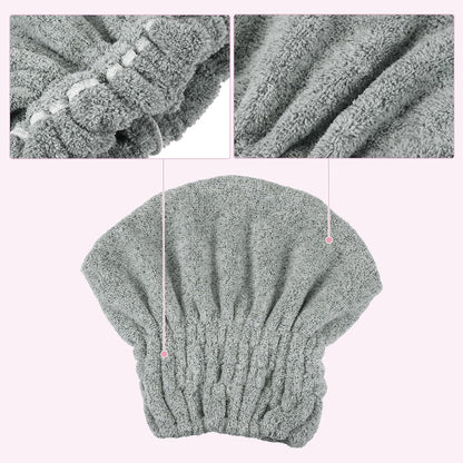 VOCOSTE Charcoal Fiber Hair Drying Towel Dry Cap, Lightweight Strong Absorbent, for After Bath Drying Hair, Gray
