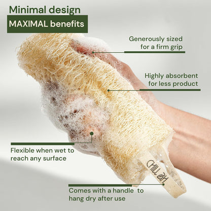 Chill Ah Natural Loofah Sponge Set – 100% Plant-Based, Dye-Free, Biodegradable Bath Exfoliator for Glowing Skin – Handcrafted in Vietnam (4-Pack)