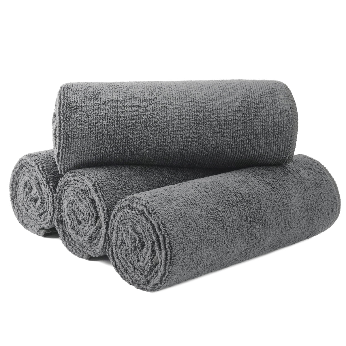 MICROFI New Microfiber Hair Drying Salon Towels, Quick Dry, Lint Free, 4 Pack 340 GSM (Gray)