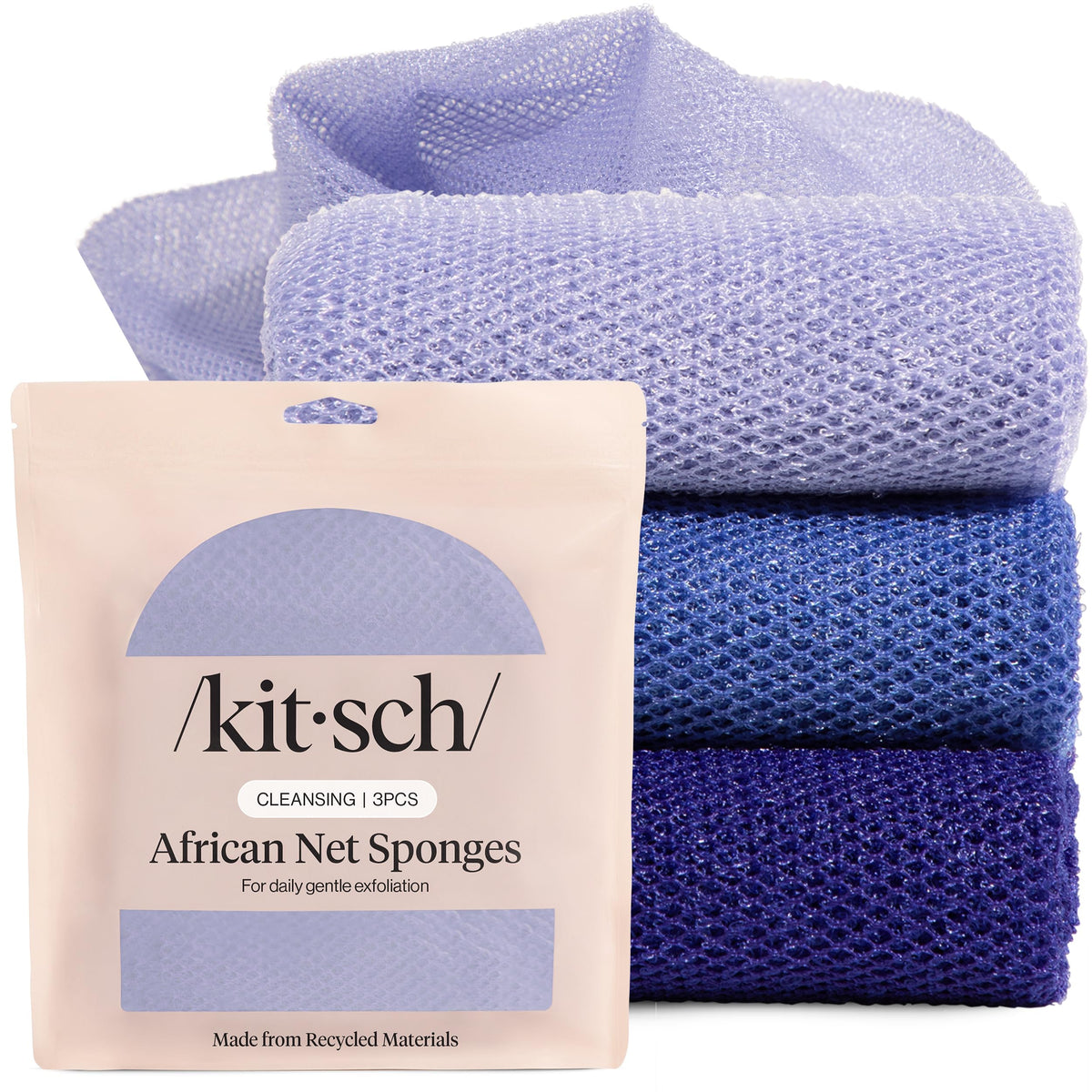 Kitsch African Net Sponge – Exfoliating Body Scrubber – Rosewood, 3 Pcs