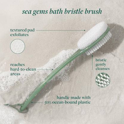EcoTools Sea Gems Bath Bristle Brush, Dual-Sided Back Scrubber for Shower