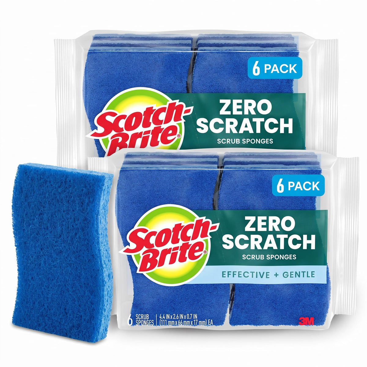 Scotch-Brite Zero Scratch Scrub Sponge, 6 Pack