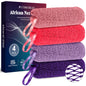 4 Pack Authentic African Net Sponge, Exfoliating Washcloth, Back Scrubber